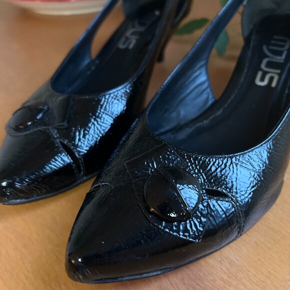 Mjus Black Kitten Heel Patent Pointed Toe Shoes Women 39 - Picture 4 of 10